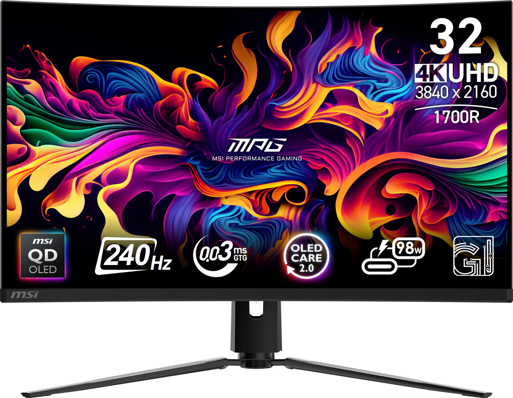 Monitor MSI MPG 321CURX QD-OLED 31.5" mängu kumer 4K 3840x2160 240Hz 0.03ms