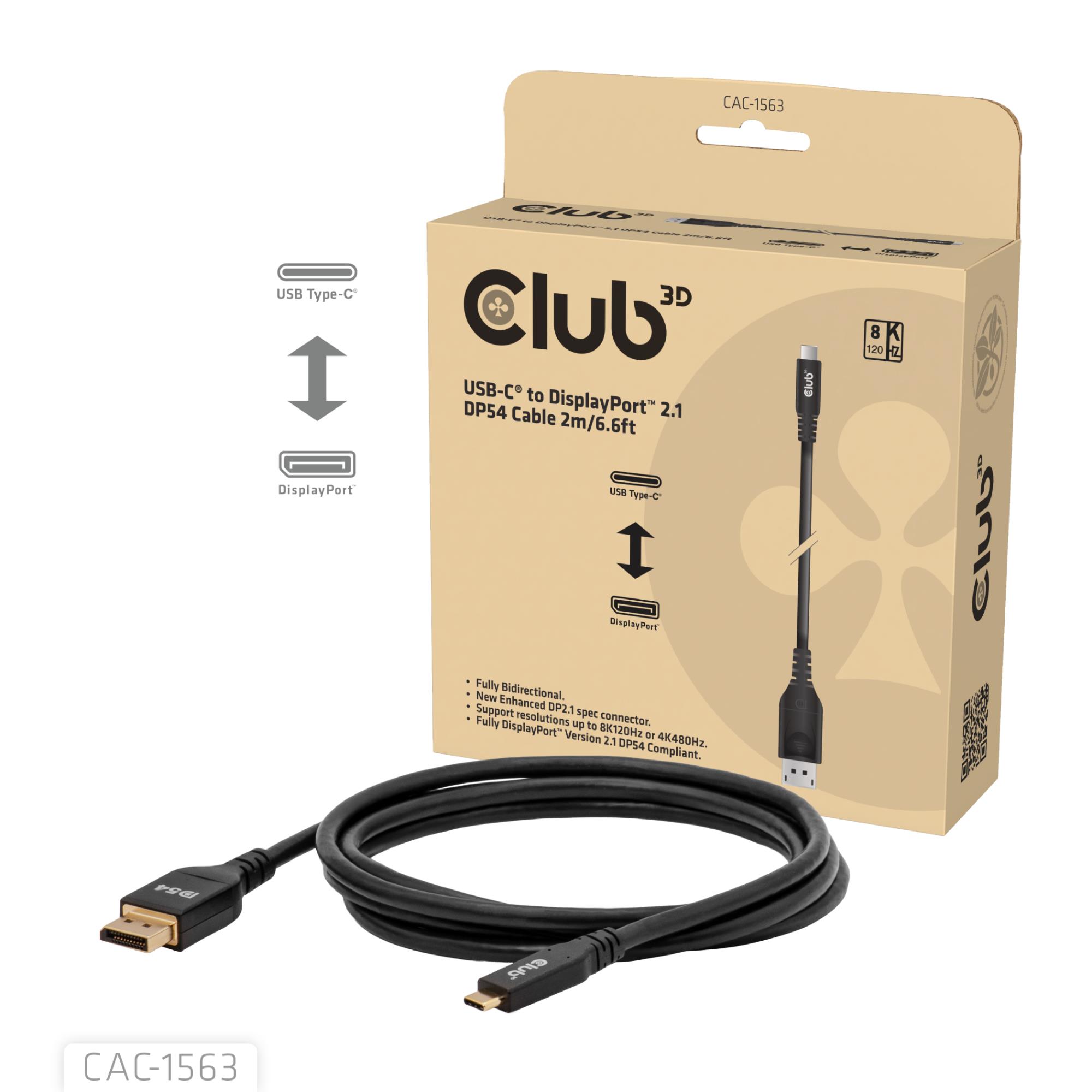 USB-C DP kaabel 2m CAC-1563 Club3D