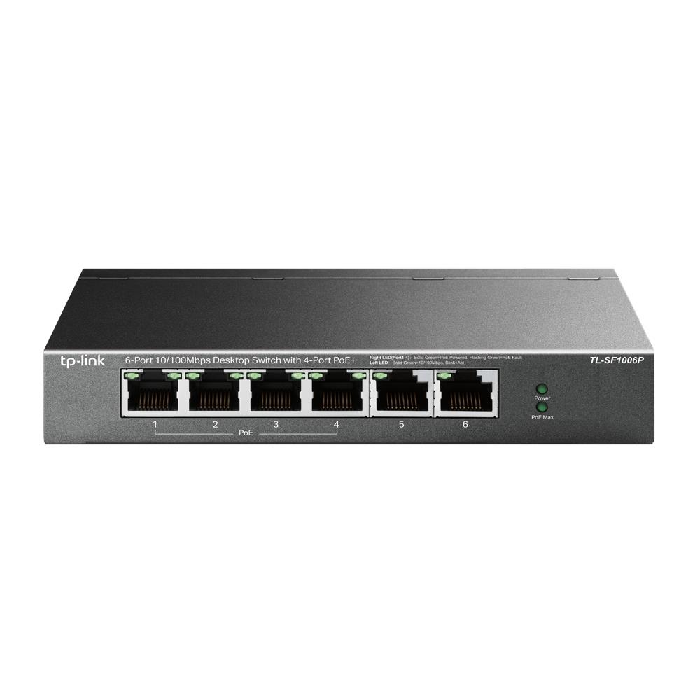 TP-Link TL-SF1006P kommutaator, 6x10/100, 4xPoE+