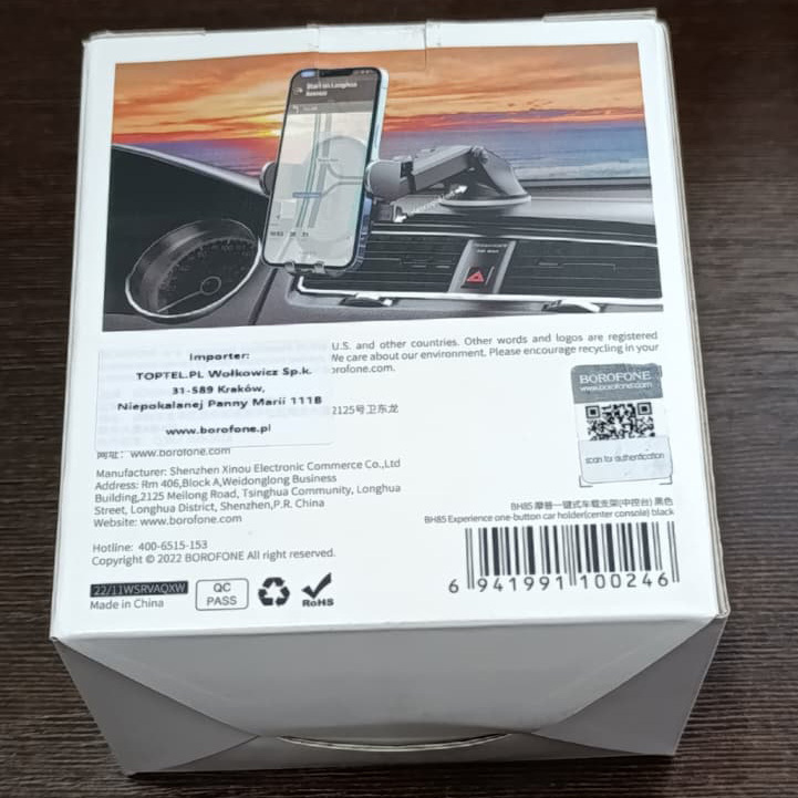 Borofone Car holder BH85 Experience with suction cup black (damaged packaging)