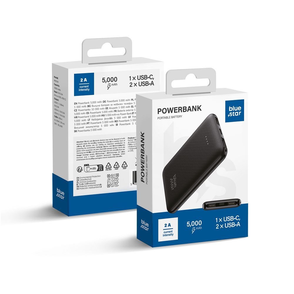 Powerbank Sinine Star W0539 5000 mAh 2A must