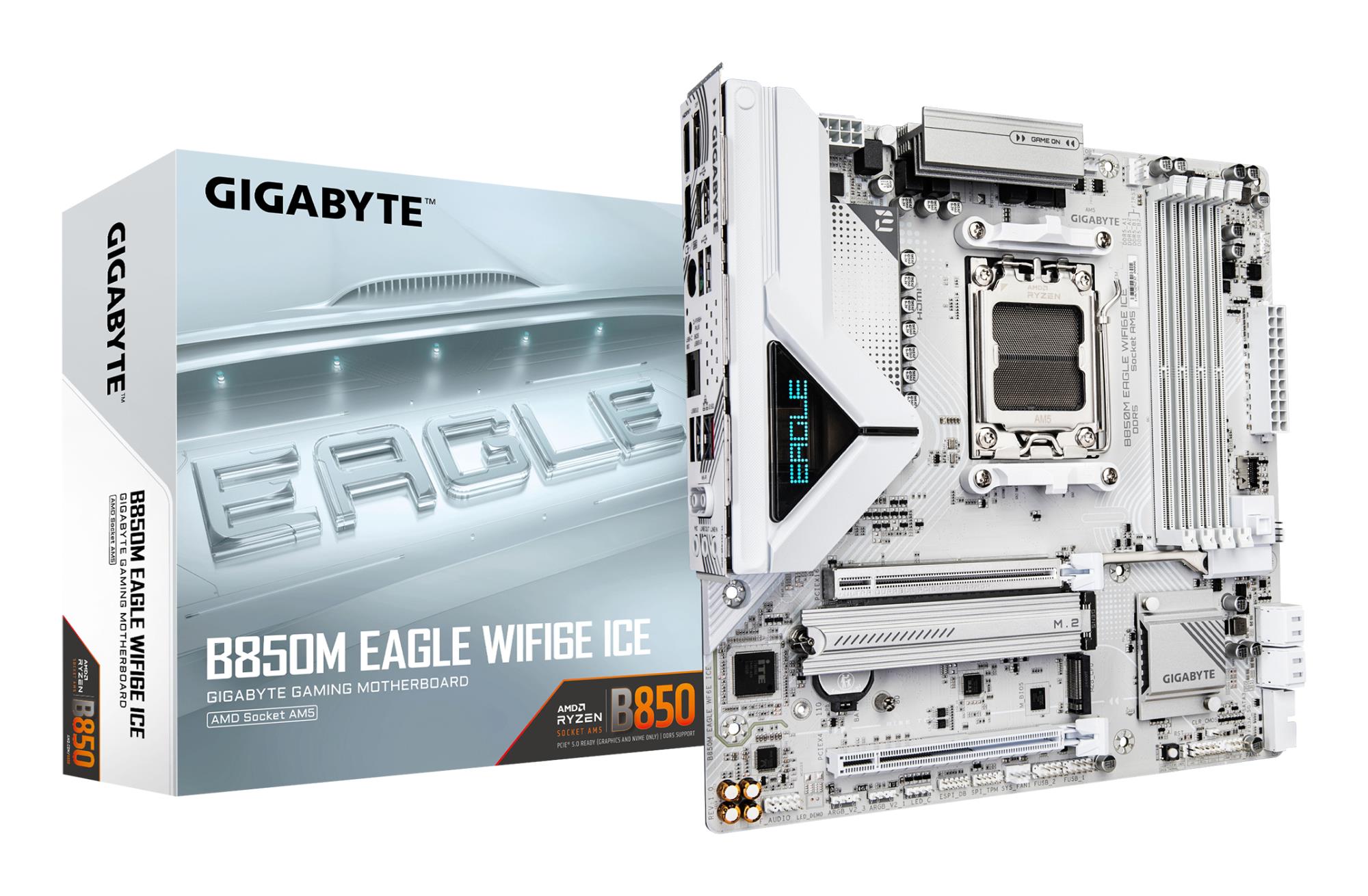 Материнская плата GIGABYTE B850M Eagle WiFi6E Ice AMD B850 SAM5 Micro-ATX DDR5 B850MEAGLEWF6EICE