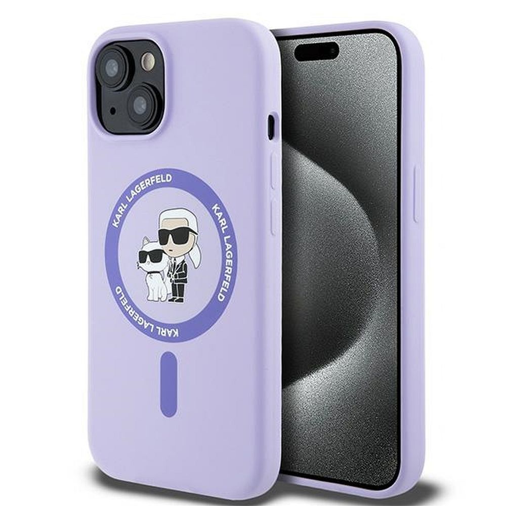 KARL LAGERFELD ümbris jaoks IPHONE 15 compatible with MagSafe KLHMP15SSCMKCRHU (Silicone KC Body Ring) lilla