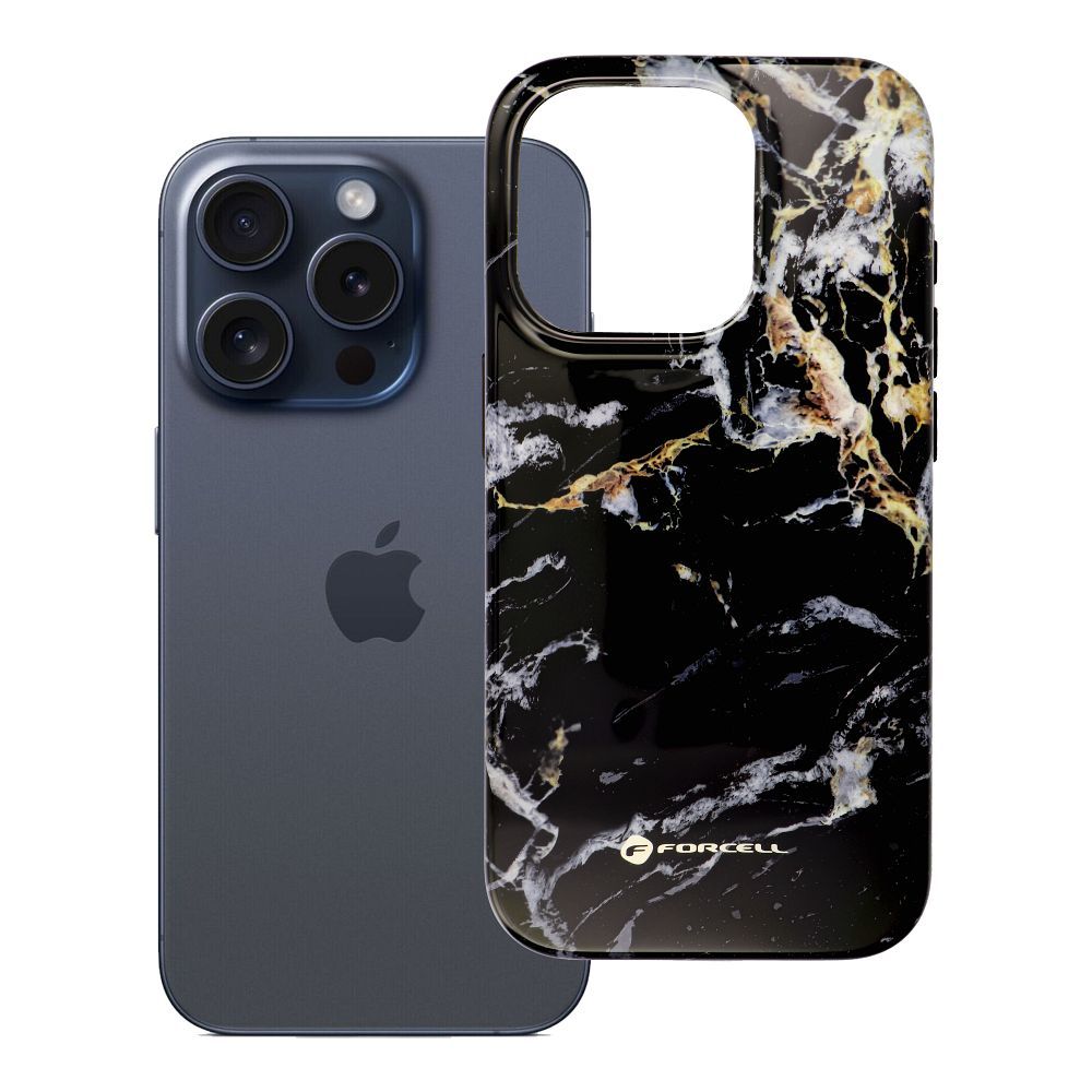 Ümbris jaoks iPhone 15 PRO Forcell F-Protect Mirage compatibl with Magsafe Military Drop-Test must marble