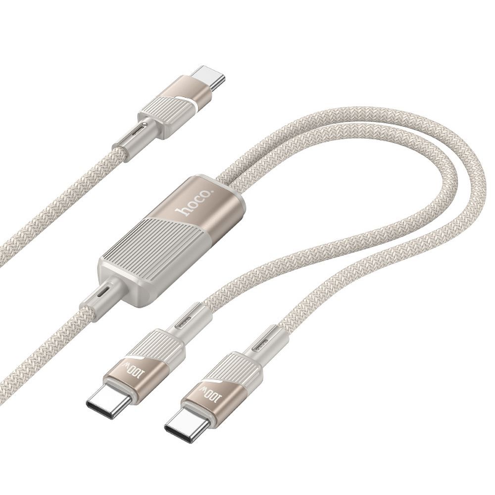 Кабель 2-в-1 USB C to USB C / USB C Hoco 5A 100W 1,2 м U139 золотой