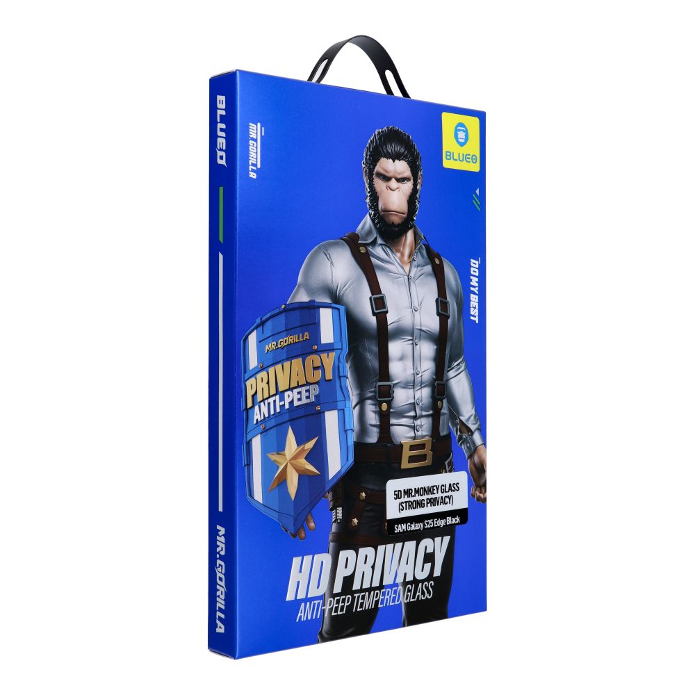 5D Mr. Monkey Glass - jaoks Samsung Galaxy S25 Edge must (Strong Privacy)