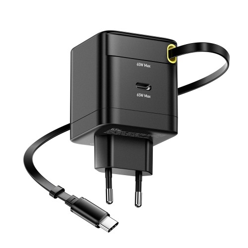 Laadija Essager Ruizi must 65W (1xPD) + integreeritud Type-C kaabel