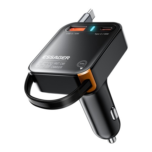 Autolaadija Essager "Yttrium" must 65W (integreeritud Type-C kaabel)