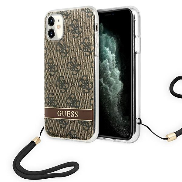 Guess GUOHCN61H4STW iPhone 11 pruun/pruun kõvakaaneline 4G Print rihm