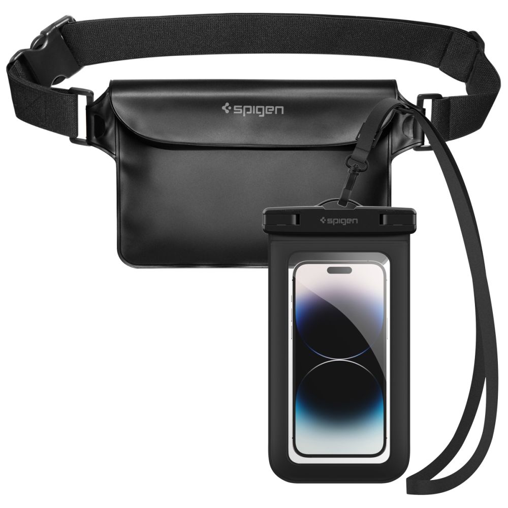 Spigen Aqua Shield A621 veekindel puusakott + ujuv ümbris - must