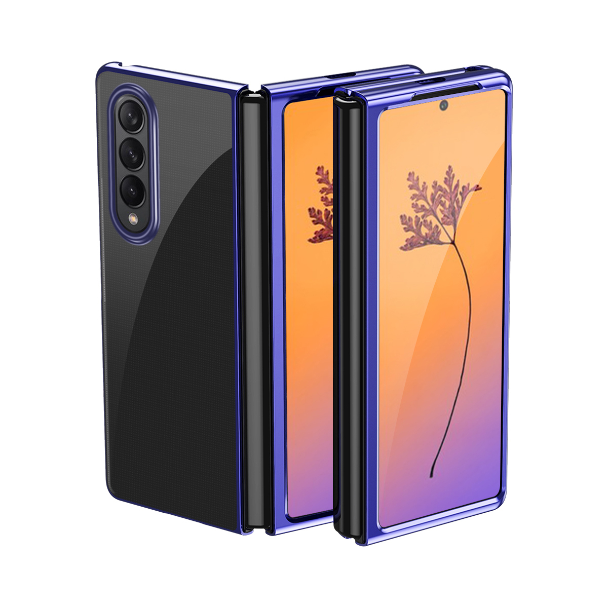 Plating Case ümbris Samsung Galaxy Z Fold 4 metallist raamiga sinine kate Samsung Galaxy Z Fold 4 jaoks