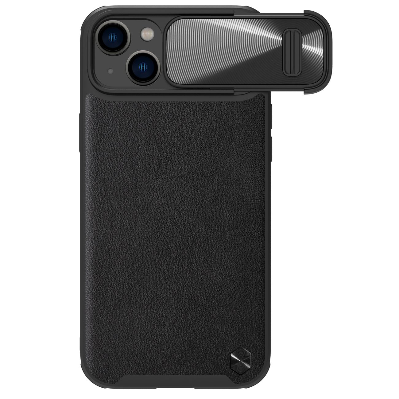 Nillkin CamShield Leather S Case iPhone 14 ümbris koos kaamerakattega must