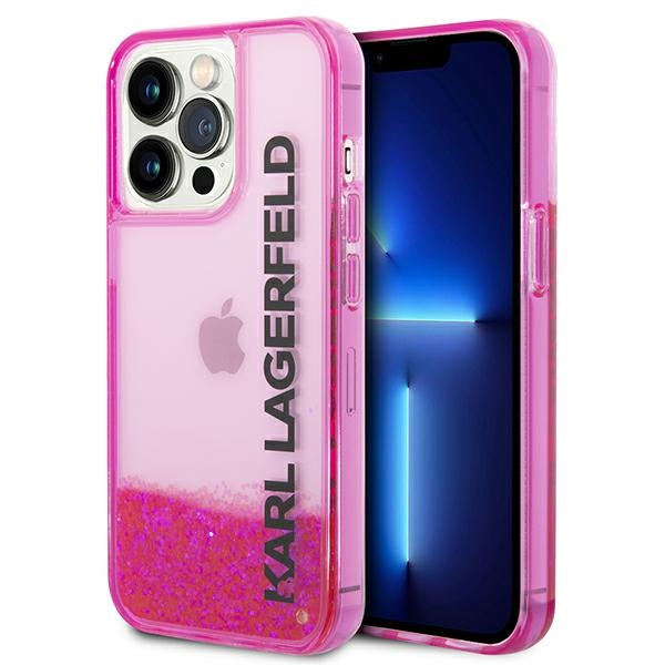 Karl Lagerfeld Liquid Glitter Elong Case iPhone 14 Pro jaoks - roosa