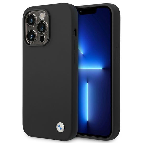 BMW Silicone Metal Logo Ümbris jaoks iPhone 14 Pro - must