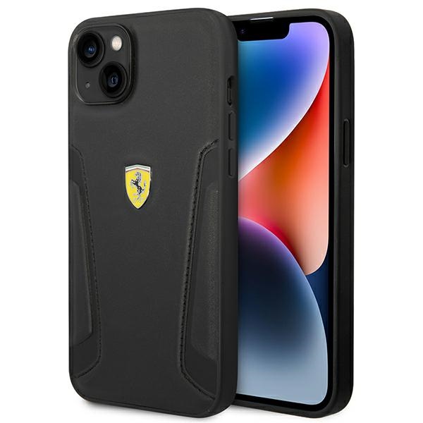 Ferrari FEHCP14MRBUK iPhone 14 Plus 6.7" чёрный/чёрный жёсткий чехол Leather Stamp Sides