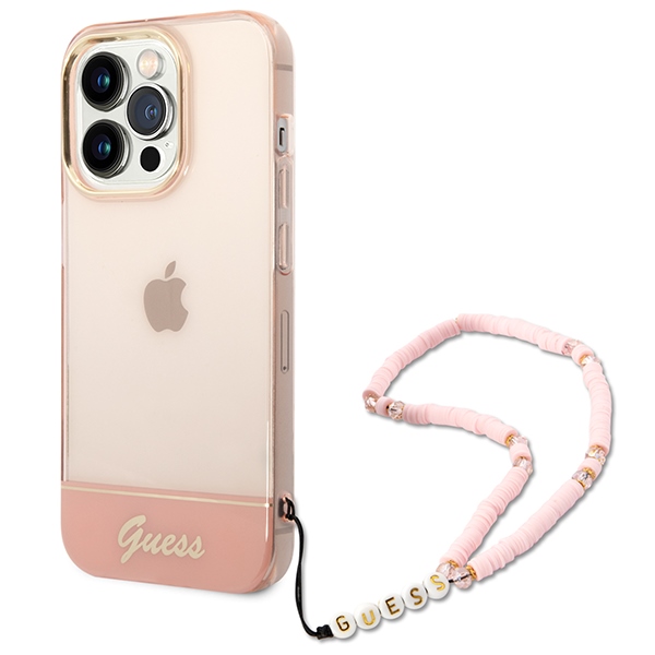 Guess GUHCP14LHGCOHP iPhone 14 Pro 6.1" roosa/roosa hardcase Translucent Pearl Strap