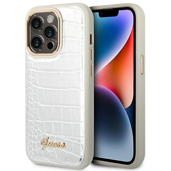 Guess Croco Collection ümbris jaoks iPhone 14 Pro 6.1" - hõbedane
