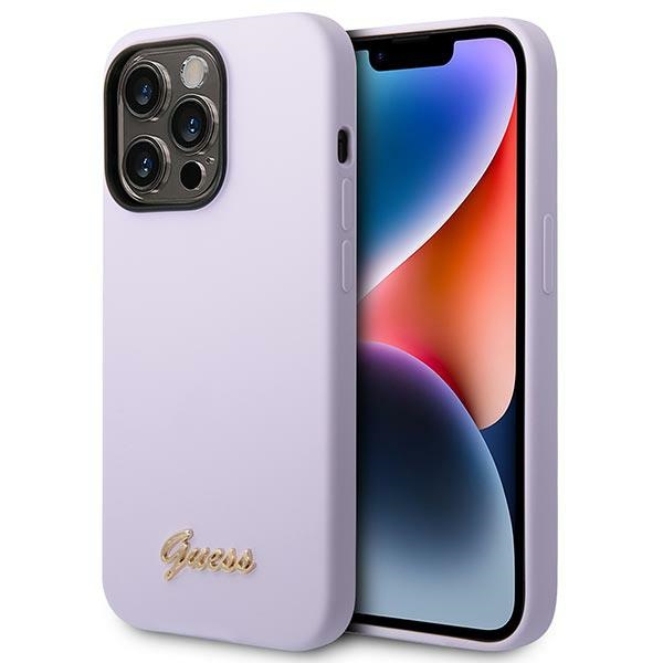 Guess GUHCP14LSLSMU iPhone 14 Pro 6.1" lilla/lilla hard ümbris Silicone Vintage kuldne Logo