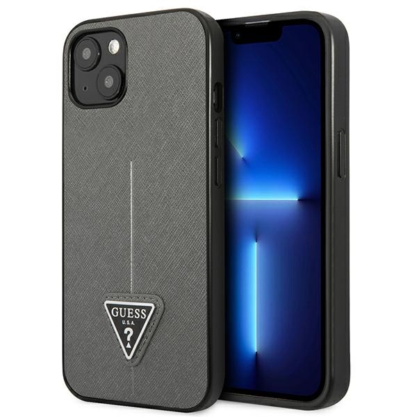 Guess GUHCP14SPSATLG iPhone 14 6.1 "hõbedane / hõbedane hardcase SaffianoTriangle Logo