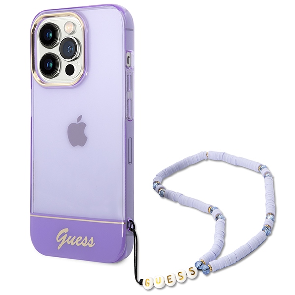 Guess GUHCP14XHGCOHU iPhone 14 Pro Max 6.7" lilla/lilla hardcase Translucent Pearl Strap