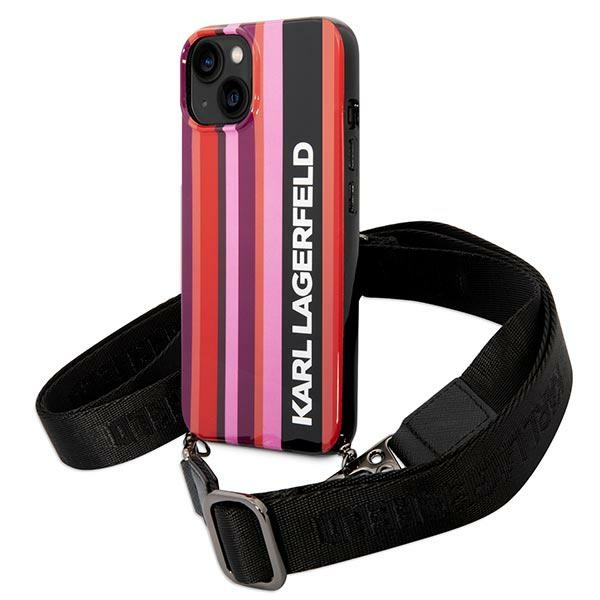 Karl Lagerfeld KLHCP14SSTSTP iPhone 14 6.1 "hardcase roosa / roosa Color Stripes Strap