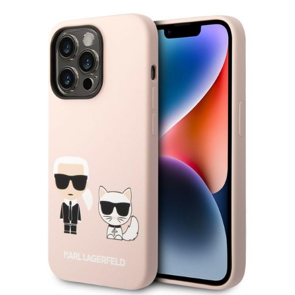 Karl Lagerfeld KLHMP14LSSKCI iPhone 14 Pro 6.1" жёсткий чехол светло-розовый/светло-розовый Silicone Karl & Choupette MagSafe
