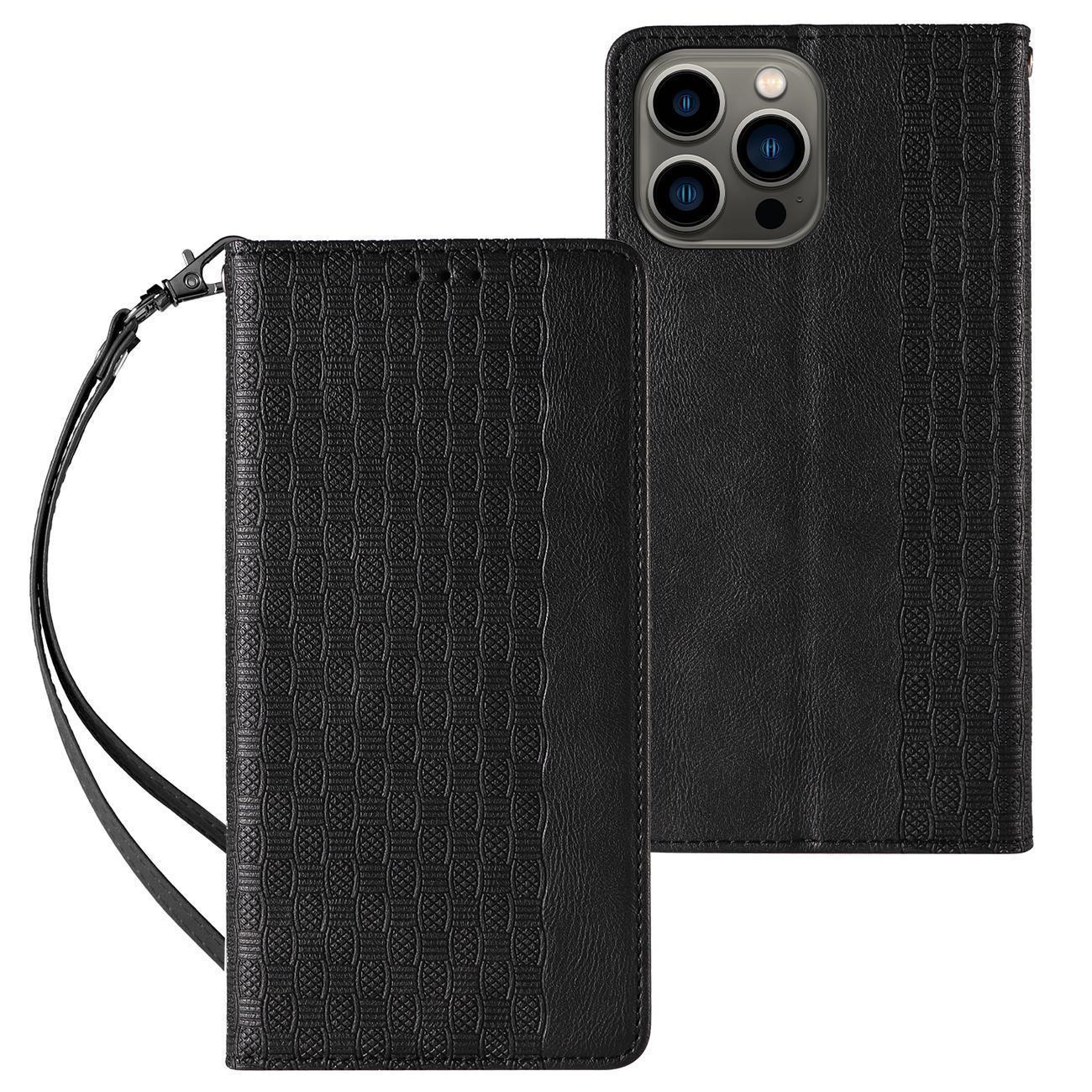 Magnet Strap Ümbris jaoks Samsung Galaxy S23 Ultra Flip Wallet Mini Lanyard Stand must