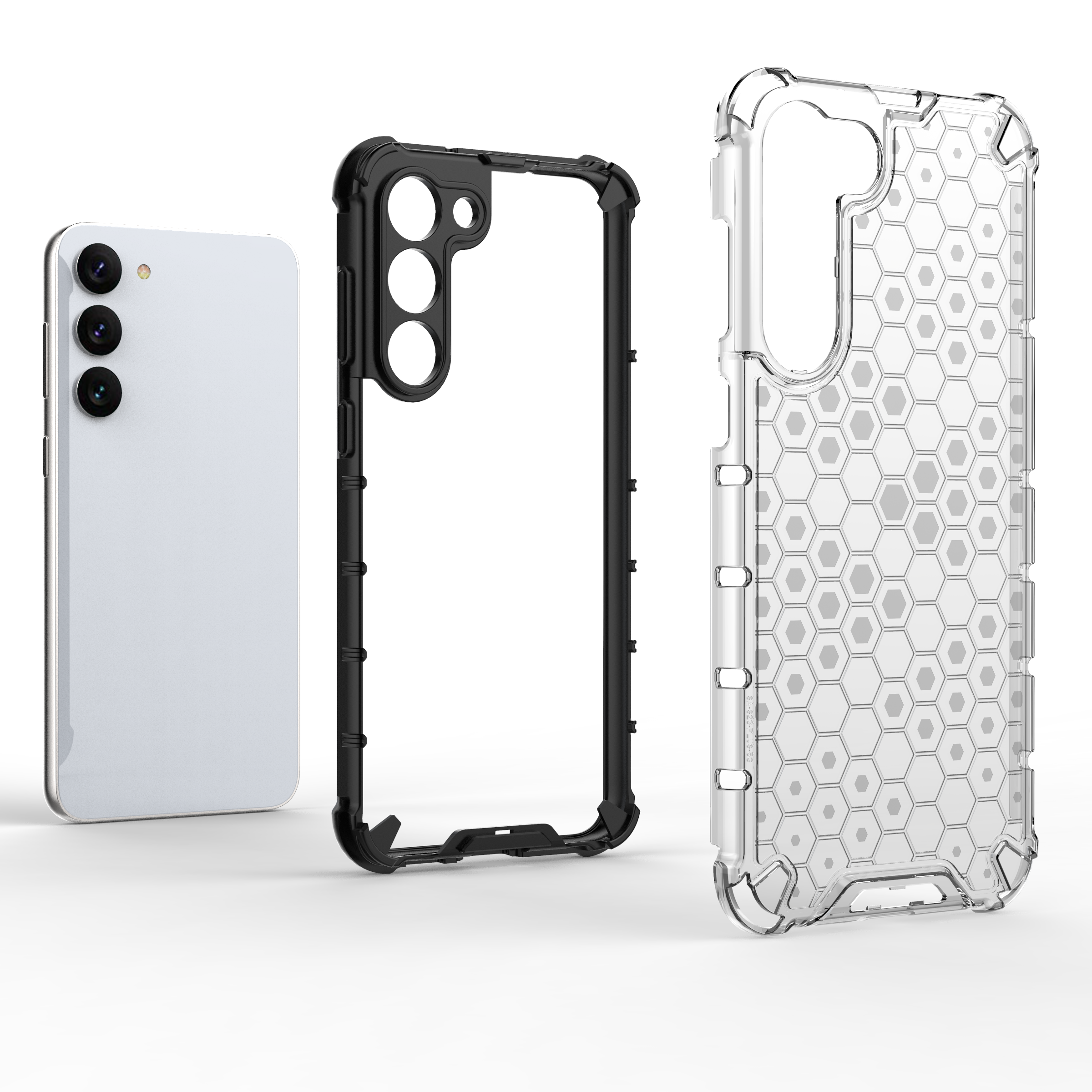 Honeycomb ümbris jaoks Samsung Galaxy S23+ armored hybrid cover läbipaistev