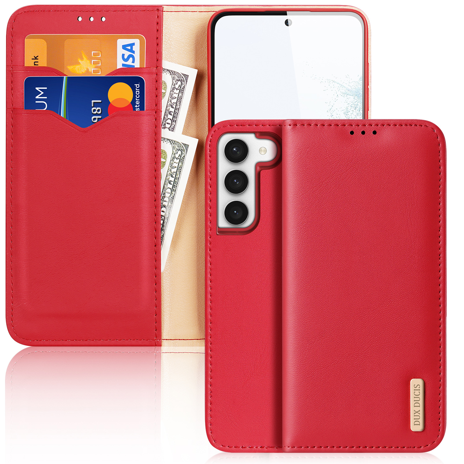 Dux Ducis Hivo чехол Samsung Galaxy S23+ флип-чехол кошелёк подставка RFID блокировка красный