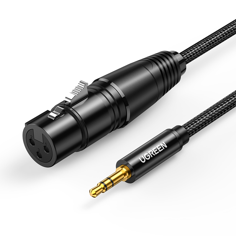 Ugreen AV182 helikaabel 3.5mm mini jack (isane) - XLR (emane) 1m - must
