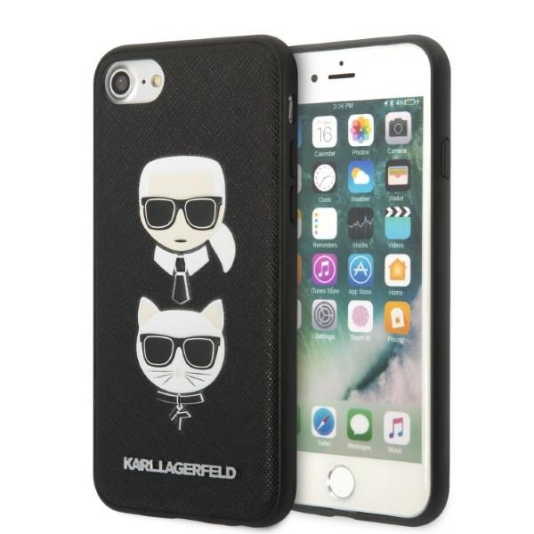 Karl Lagerfeld KLHCI8SAKICKCBK iPhone 7/8 / SE 2020 / SE 2022 must/must hardcase Saffiano Karl&Choupette Head