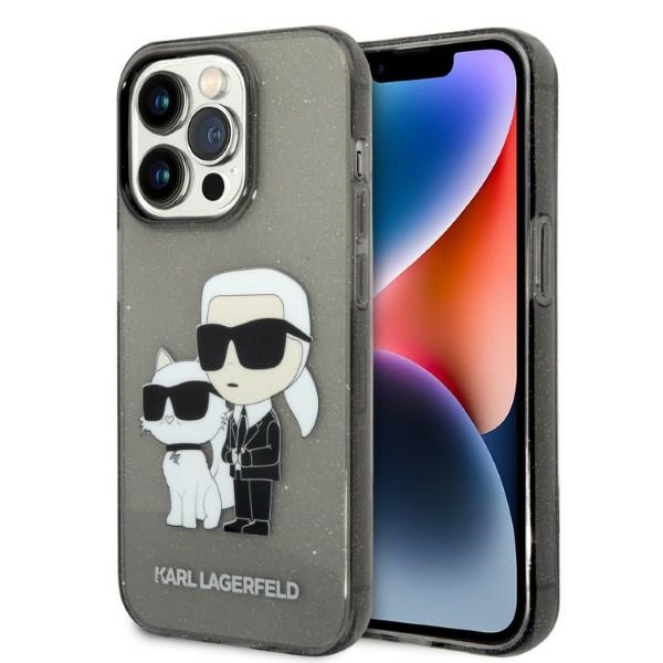Karl Lagerfeld Glitter Karl&Choupette ümbris jaoks iPhone 14 Pro - must