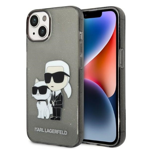 Karl Lagerfeld Glitter Karl&Choupette ümbris jaoks iPhone 14 Plus - must