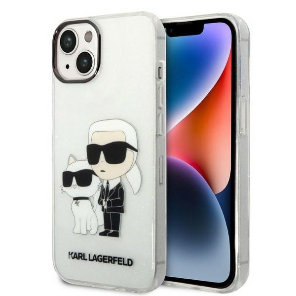 Karl Lagerfeld Glitter Karl&Choupette ümbris jaoks iPhone 14 Plus - läbipaistev