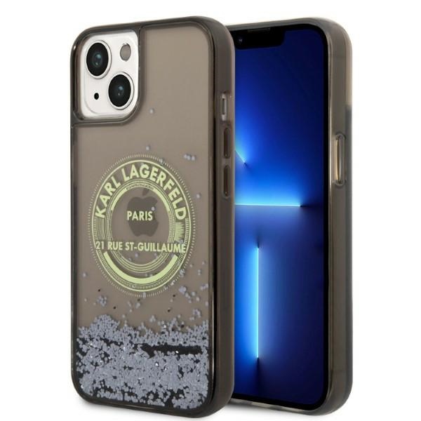 Чехол Karl Lagerfeld Liquid Glitter RSG для iPhone 14 Plus — чёрный