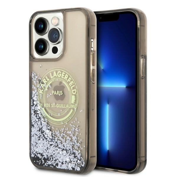 Karl Lagerfeld Liquid Glitter RSG ümbris jaoks iPhone 14 Pro Max - must