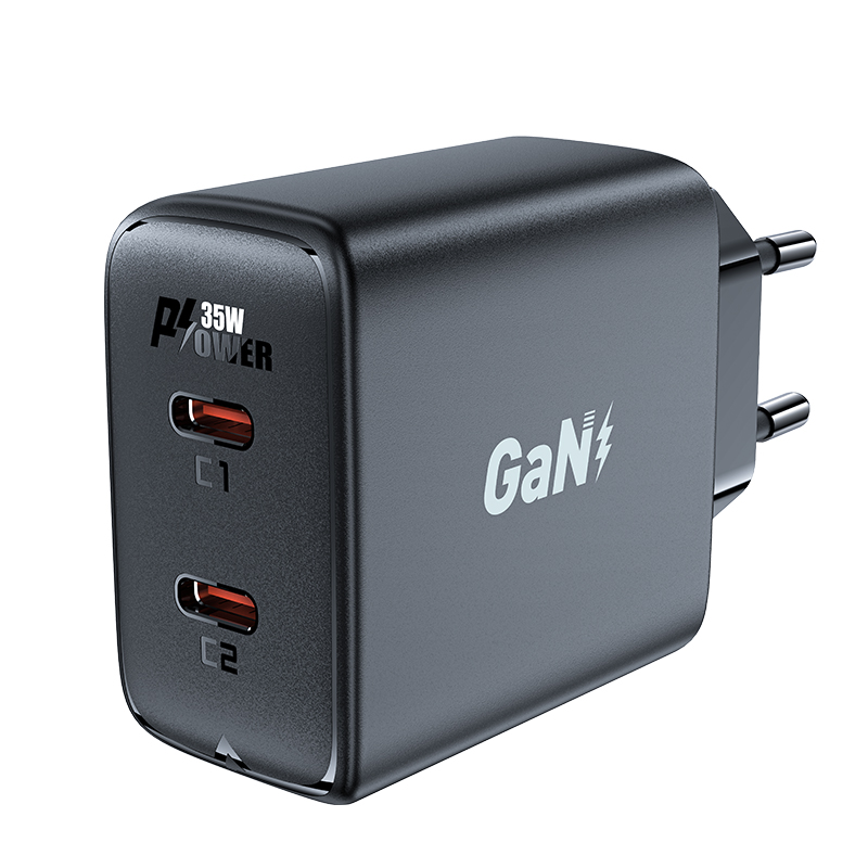 Fast Laadija GaN 35W PD 2x USB C Acefast A49 - must