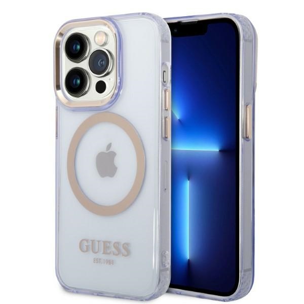 Guess kuldne Outline Translucent MagSafe Ümbris jaoks iPhone 14 Pro Max 6.7" - lilla