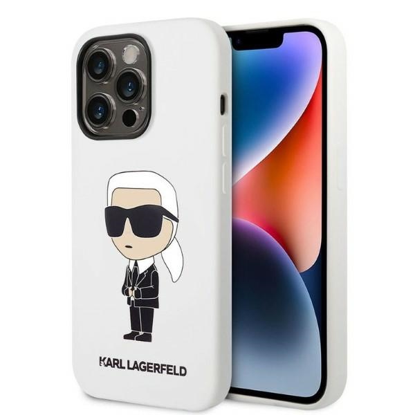 Karl Lagerfeld KLHCP14LSNIKBCH iPhone 14 Pro 6.1" жёсткий чехол белый/белый Silicone Ikonik