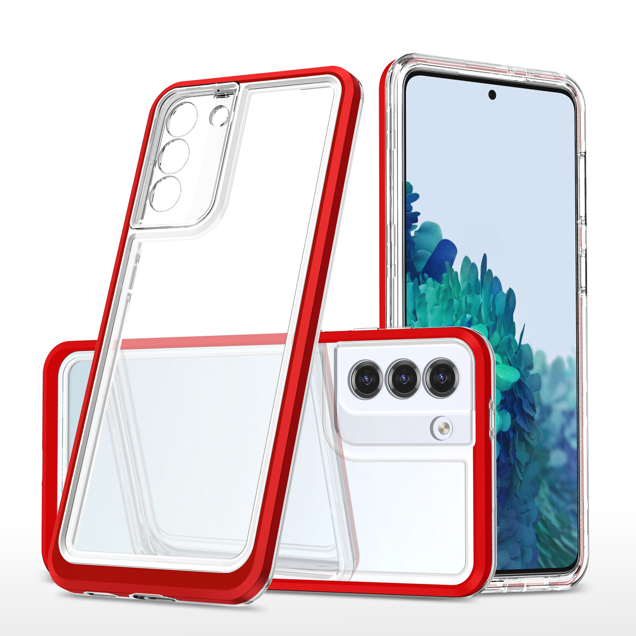 Чехол Clear 3in1 для Samsung Galaxy S23+ силиконовый с рамкой красный