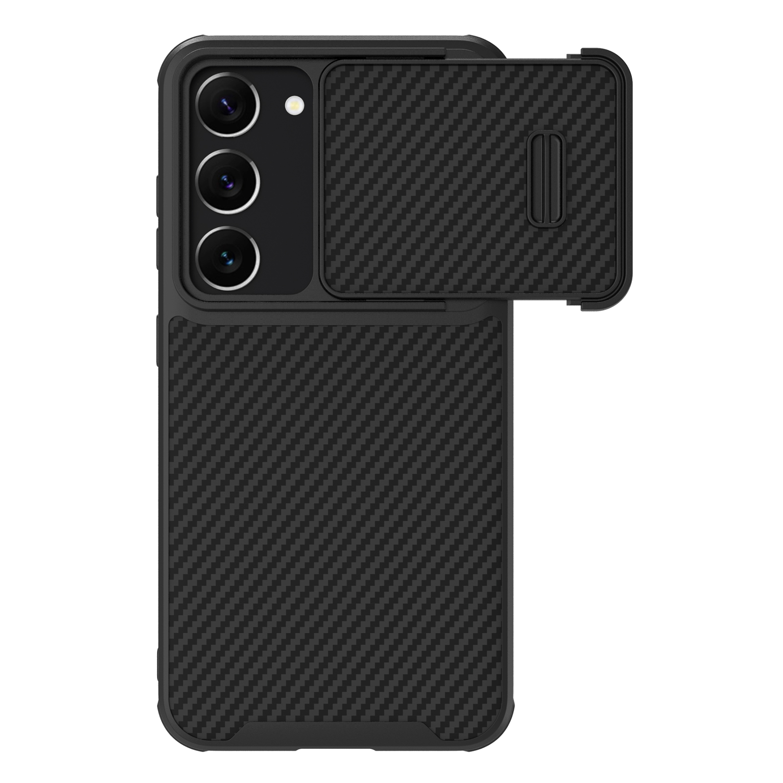 Чехол Nillkin Synthetic Fiber S для Samsung Galaxy S23+ с защитой камеры чёрный