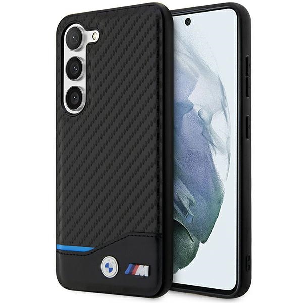 Чехол BMW Leather Carbon для Samsung Galaxy S23+ — чёрный
