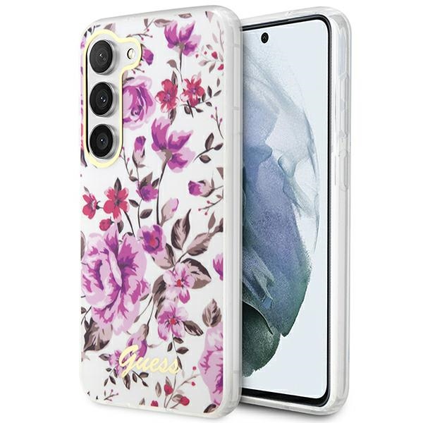 Guess GUHCS23MHCFWST S23+ S916 белый/белый жёсткий чехол Flower Collection