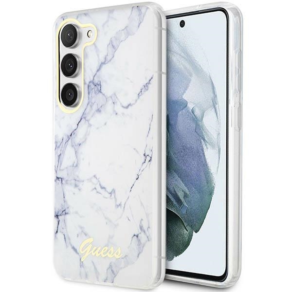Guess GUHCS23MPCUMAH S23+ S916 белый/белый жёсткий чехол Marble