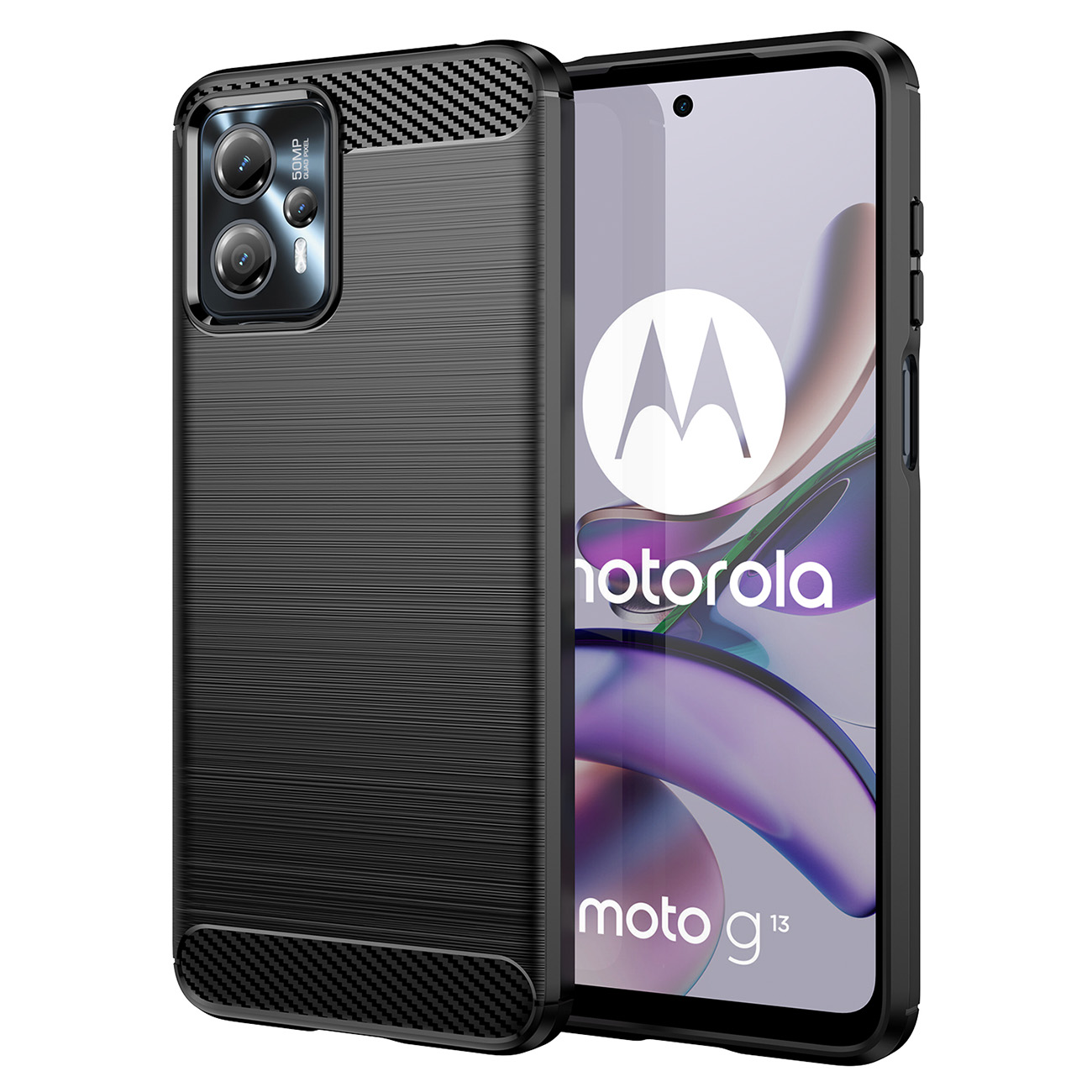 Carbon Ümbris jaoks Motorola Moto G13 flexible silicone carbon cover must