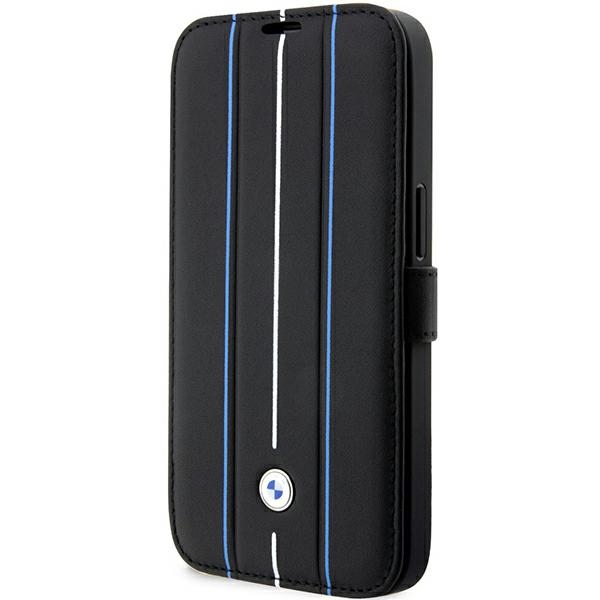 Ümbris BMW BMBKP14L22RVSK iPhone 14 Pro 6.1" must/must bookcase Leather Stamp sinine Lines
