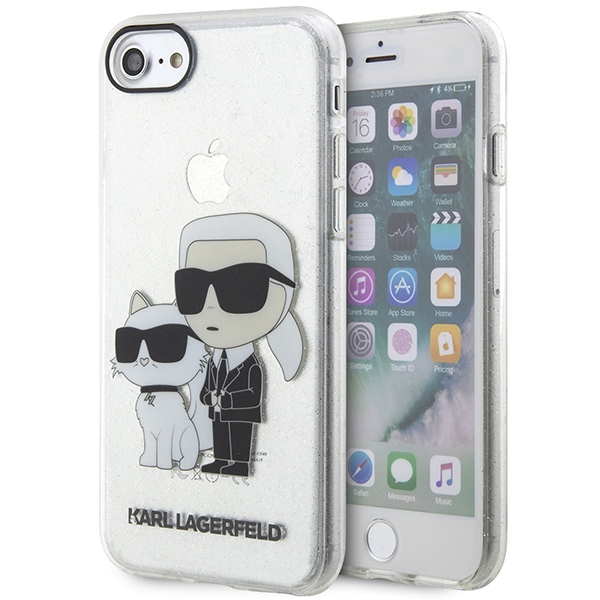Karl Lagerfeld KLHCI8HNKCTGT iPhone 7/8/ SE 2020 / SE 2022 läbipaistev hardcase Gliter Karl&Choupette