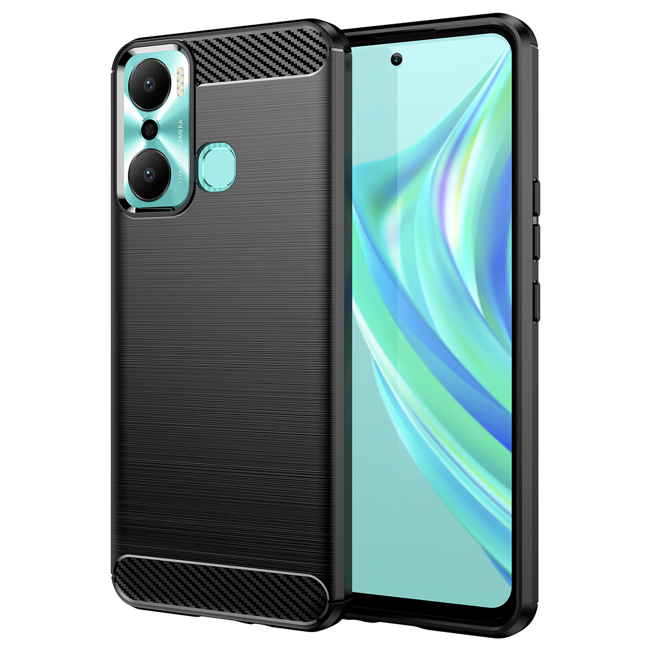 Carbon Ümbris ümbris jaoks Infinix Hot 20 Play flexible silicone carbon cover must