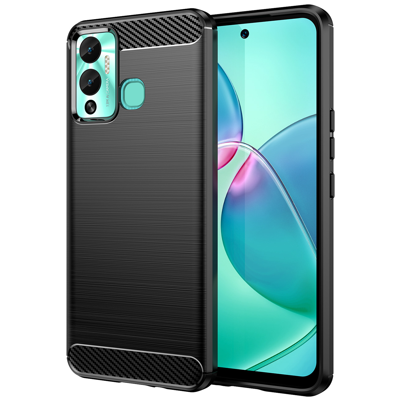 Carbon Case чехол для Infinix Hot 12 Play NFC / Hot 12 Play гибкая силиконовая карбоновая крышка чёрный