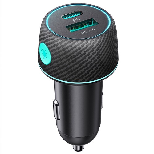 Autolaadija Joyroom „JR-CCN01" must 60W (PD20W / USB-C) LED-valgusega